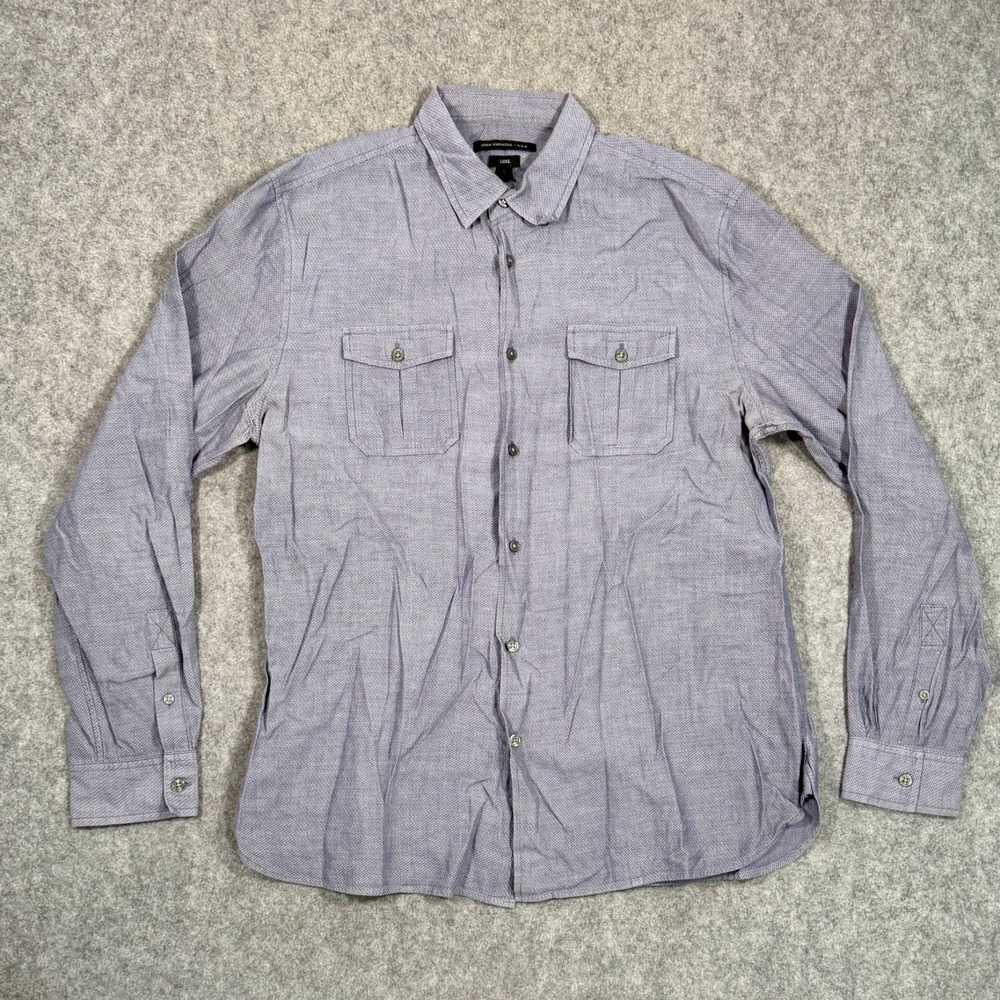 John Varvatos USA Blue Luxe Cotton Long Sleeve Button Up Shirt Men's Size Large